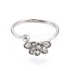 Flower Brass Micro Pave Clear Cubic Zirconia Cuff Ring Settings KK-T076-79P-2