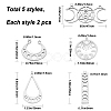 10Pcs 5 Style 201 Stainless Steel Laser Cut Pendants STAS-CN0001-23P-2
