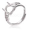 1Pc Rhodium Plated 925 Sterling Silver Adjustable Ring Findings STER-BBC0006-03-1