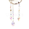 Natural Amethyst & Quartz Crystal Chips Beaded Moon Hanging Sun Catchers HJEW-M004-15-2