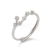Constellations Rhodium Plated 925 Sterling Silver Micro Pave Clear Cubic Zirconia Adjustable Rings for Women RJEW-P130-01P-B-4