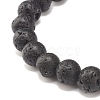 Natural Pearl & Lava Rock Beaded Stretch Bracelet BJEW-JB07760-5