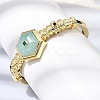 Hexagon Brass Pave Natural Labradorite & Cubic Zirconia Cuff Bangles for Women BJEW-Z172-01G-08-3