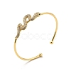 Clear Cubic Zirconia Snake Cuff Bangle BJEW-E032-04G-3