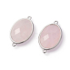 Platinum Tone Brass Rose Quartz Links connectors G-F339-B06-2