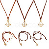 3Pcs Faux Suede Macrame Pouch  Pendant Necklaces NJEW-TAC0051-01-1