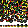 200Pcs 3 Styles Ghana Jamaica Reggae Stripe Resin Beads RESI-SP0001-55-1