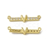 Rack Plating Brass Micro Pave Clear Cubic Zirconia Connector Charms KK-C007-37G-V-2