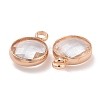 Golden Tone Brass Glass Flat Round Charms GLAA-M003-A-21G-3