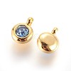 304 Stainless Steel Rhinestone Charms STAS-P237-10G-11-2