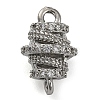 Brass Micro Pave Clear Cubic Zirconia Hollow Oval Connector Charms KK-A230-05C-P-1