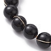 Glass Round Beaded Bracelet with Alloy Clasps BJEW-JB10125-3