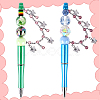2Pcs 2 Colors Brass Burgundy Rhinestone European Safety Chains with Charms KK-BM0001-03-6