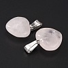 Heart Natural Rose Quartz Pendants X-G-Q371-07-2