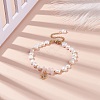 Natural Rose Quartz Chips & Pearl Beaded Bracelet BJEW-JB08236-01-2
