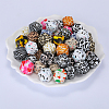 Colorful Pattern Printed Silicone Focal Beads SI-JX0022A-16-6