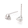 Brass Micro Pave Clear Cubic Zirconia Triangle Stud Earrings EJEW-L278-03P-2