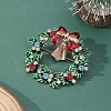 Christmas Wreath & Bell Alloy Rhinestone Pendant Necklaces & Dangle Earrings & Charm Bracelets & Brooch Sets WG06691-09-5