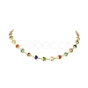Colorful Heart Brass Glass Link Chain Necklaces for Women NJEW-JN06103-3