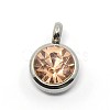 Trendy Original Color 304 Stainless Steel Grade A Rhinestone Flat Round Charm Pendants RB-M030-06-2