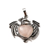 Natural Rose Quartz Heart Pendants KK-K331-01AS-06-2
