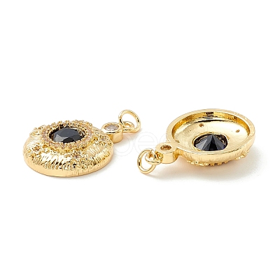 Rack Plating Brass Micro Pave Clear & Midnight Blue Cubic Zirconia Pendants KK-D073-17G-1