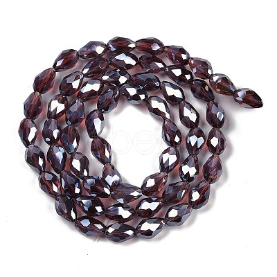Transparent Electroplate Glass Beads Strands EGLA-N013-T8mm-B05-1