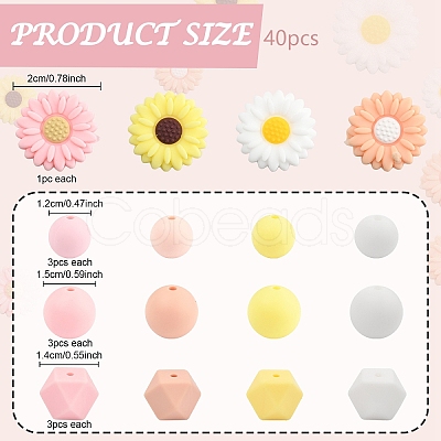 40Pcs Silicone Beads SIL-YW0001-66-1