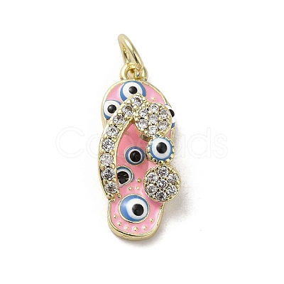 Brass Micro Pave Cubic Zirconia Pendants KK-E092-19G-01-1