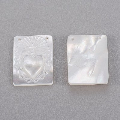 Natural White Shell Mother of Pearl Shell Pendants X-SHEL-K004-04-1