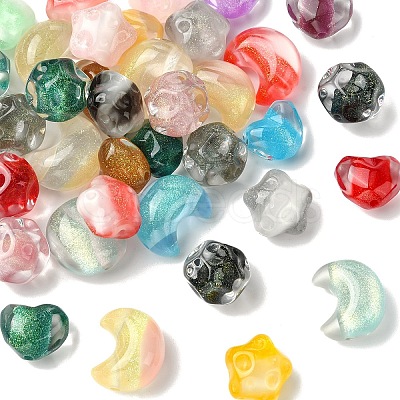 12Pcs 4 Styles Transparent Resin Beads RESI-YW0005-79-1