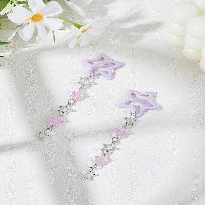 2Pcs Star Alloy & Acrylic & Iron Snap Hair Clips PHAR-LP0001-02-1