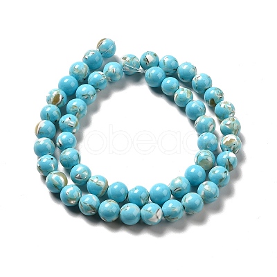 Synthetic Turquoise and Sea Shell Assembled Beads Strands G-D482-01E-07-1