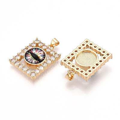 Brass Micro Pave Clear Cubic Zirconia Pendants for Women KK-T070-91A-05-1