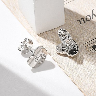 Rack Plating Brass Micro Pave Clear Cubic Zirconia Stud Earrings EJEW-K299-01P-Q-1