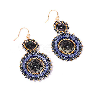 Glass Seed Braided Dangle Earrings for Women FIND-PW0024-17A-1
