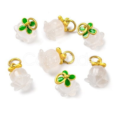 Natural Agate Flower Charms KK-NH0005-01G-1