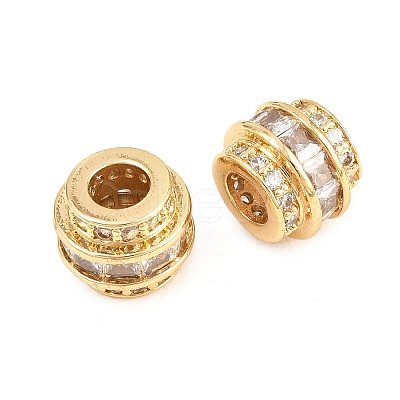 Brass Micro Pave Clear Cubic Zirconia European Beads KK-B186-19M-1