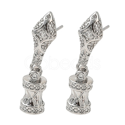 Brass Pave Cubic Zirconia Stud Earring Findings KK-C172-08P-1