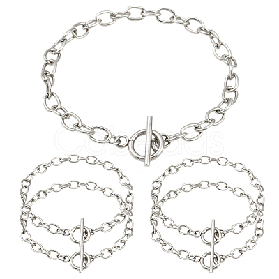 5Pcs 304 Stainless Steel Chain Bracelets BJEW-YW00017-02-1