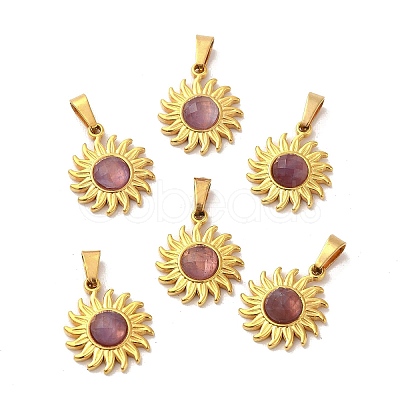 Natural Amethyst Faceted Sun Pendants STAS-P361-03G-02-1