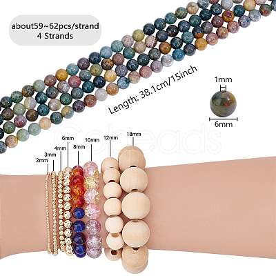 4Strands Natural Indian Agate Bead Strands G-PH0002-94-1