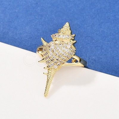 Brass Micro Pave Cubic Zirconia Cuff Rings RJEW-P167-02C-G-1