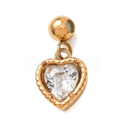 304 Stainless Steel Pave Clear Cubic Zirconia Pendants LS-CU-CBAB6EC-07G-03-1