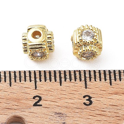 Brass Micro Pave Cubic Zirconia Beads KK-A189-15G-1