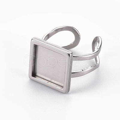 Tarnish Resistant 201 Stainless Steel Cuff Pad Ring Settings STAS-S080-041B-P-1
