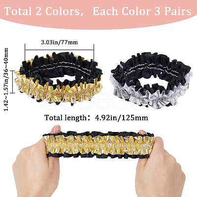 6 Pairs 2 Colors Polycotton Elastic Garter Leg Ring AJEW-GF0008-40-1