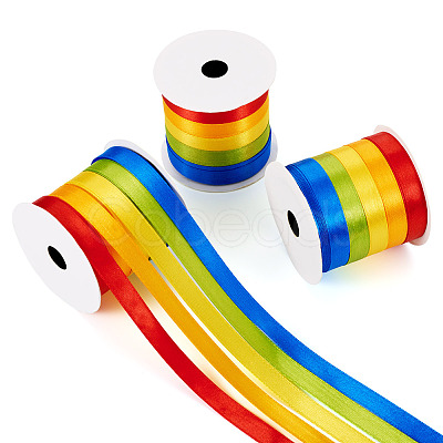 3 Rolls Rainbow Color Polyester Ribbon Set OCOR-TA0002-17-1