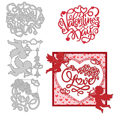 3Pcs 3 Styles Valentine's Day Theme Carbon Steel Cutting Dies Stencils DIY-WH0309-646-1