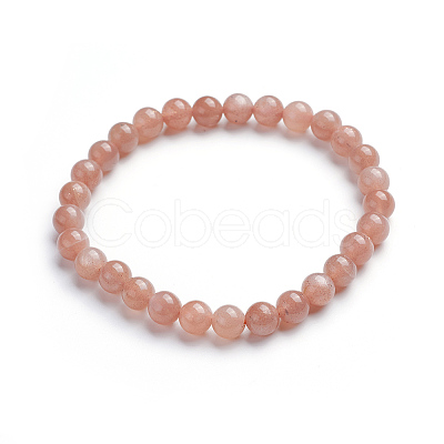 Natural Sunstone Stretch Bracelets LS-BJEW-E373-6mm-13-1